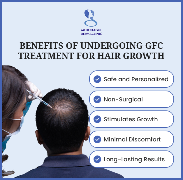 GFC treatment in Delhi: Individuals opt offers a range of benefits including Safe and Personalized, Non-Surgical, Stimulates Growth, Minimal Discomfort and Long-Lasting Results.